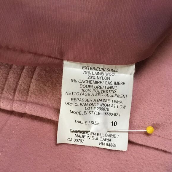 NWOT. Tribu Brand Women’s Size 10 Cashmere Blend Outdoor Jacket Soft Pink - Picture 8 of 11